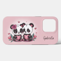 Cute Cartoon Panda Lovers Heart Valentine’s Day 
