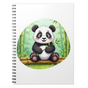 Cute Cartoon Panda on Bamboo Patch Notebook