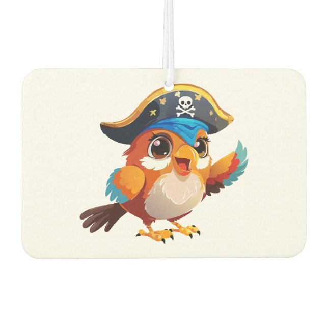 Cute cartoon parrot pirate car air freshener (Front)