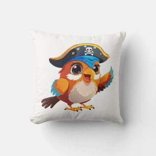 Cute cartoon parrot pirate cushion