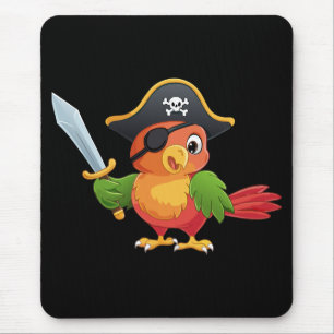 Cute cartoon parrot pirate mouse pad