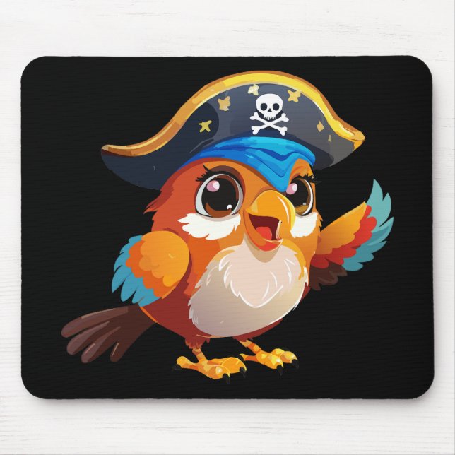 Cute cartoon parrot pirate mouse pad (Front)