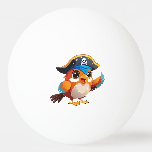 Cute cartoon parrot pirate ping pong ball (Front)