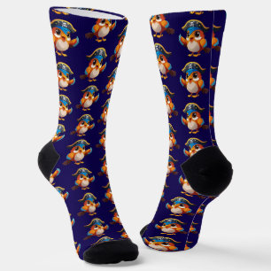 Cute cartoon parrot pirate socks