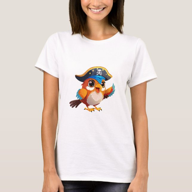 Cute cartoon parrot pirate T-Shirt (Front)