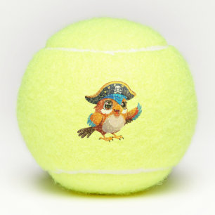 Cute cartoon parrot pirate tennis balls