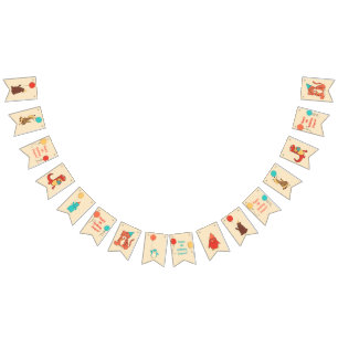 Cute Cartoon Party Animals Personalised Birthday Bunting