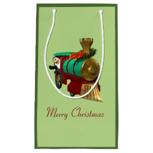 Cute Cartoon Penguin and Christmas Train Small Gift Bag