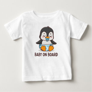 Cute Cartoon Penguin "Baby on Board" Car Decal Baby T-Shirt