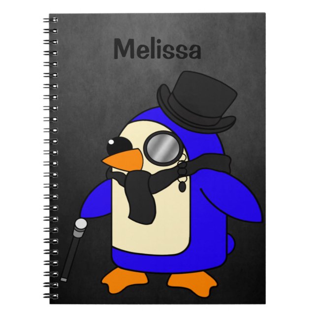Cute cartoon penguin black stone notebook (Front)