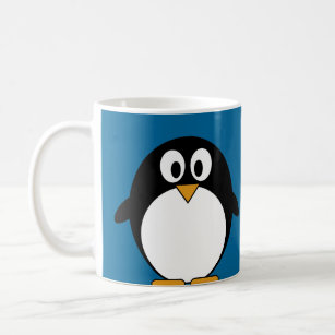 cute cartoon penguin blue background coffee mug