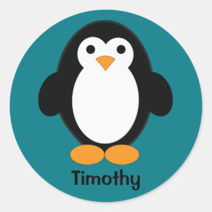 Cute Cartoon Penguin Classic Round Sticker