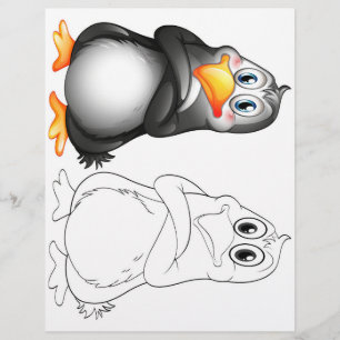 Cute Cartoon penguin colouring page