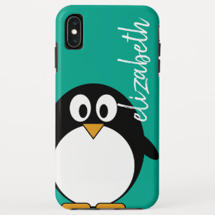 cute cartoon penguin emerald handwritten font Case-Mate iPhone case