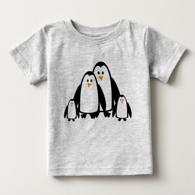 Cute Cartoon Penguin Family Baby T-Shirt (Front)