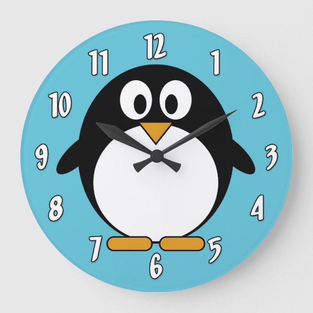Cute Cartoon Penguin Large Clock (Front)