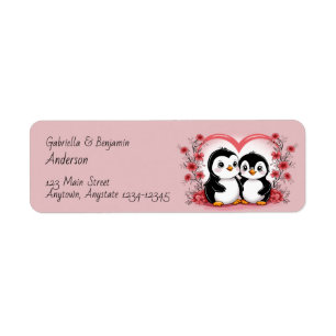 Cute Cartoon Penguin Lovers Hearts Valentine’s Day