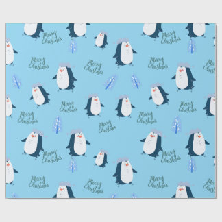 Cute Cartoon Penguin Merry Christmas  Wrapping Paper