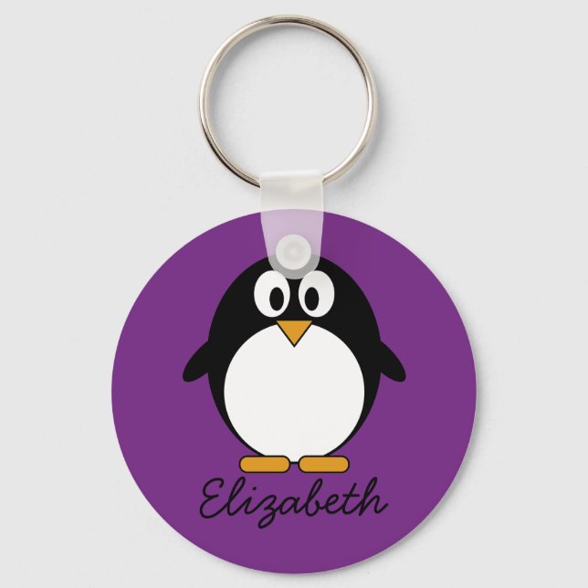 cute cartoon penguin purple key ring (Front)