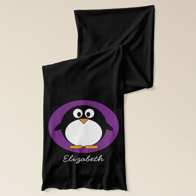cute cartoon penguin purple scarf (Left)