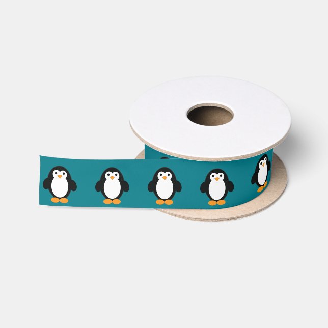 Cute Cartoon Penguin Satin Ribbon (Spool)