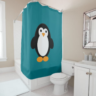 Cute Cartoon Penguin Shower Curtain