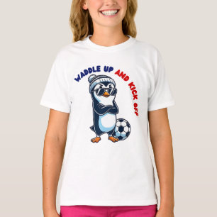 Cute cartoon penguin soccer player cool T-Shirt