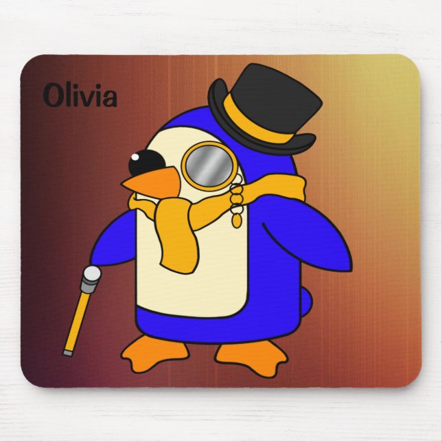 Cute cartoon penguin sunny yellow mouse pad (Front)