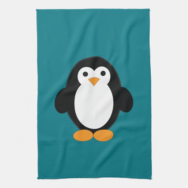 Cute Cartoon Penguin Tea Towel (Vertical)