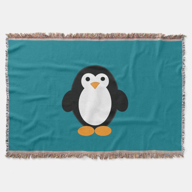 Cute Cartoon Penguin Throw Blanket (Front)
