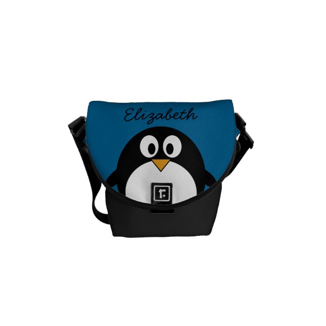 cute cartoon penguin with blue background courier bag (Front)