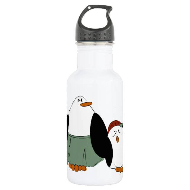 Cute Cartoon Penguins 532 Ml Water Bottle (Front)