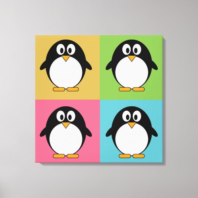 Cute Cartoon Penguins Canvas Print (Front)