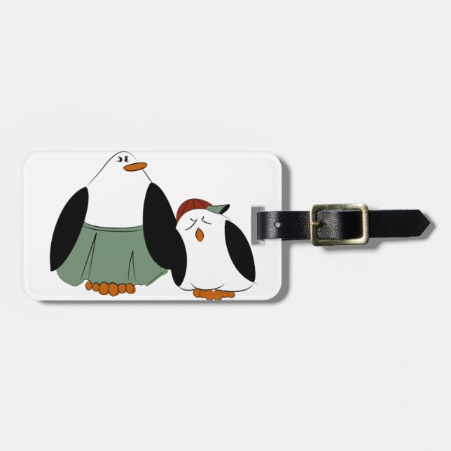 Cute Cartoon Penguins Luggage Tag (Front Horizontal)