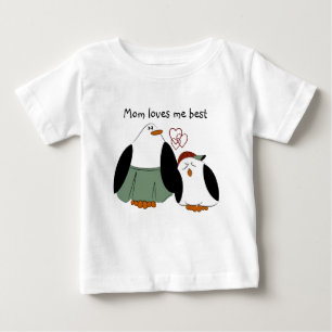 Cute Cartoon Penguins Mum Loves Me Best Baby T-Shirt