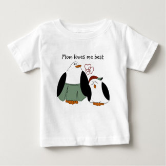 Cute Cartoon Penguins Mum Loves Me Best Baby T-Shirt