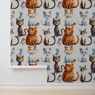 Cute cartoon pet cats kids wallpaper