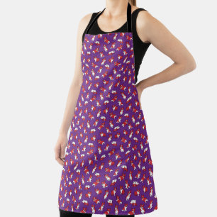 cute cartoon pet dog corgis pattern purple apron
