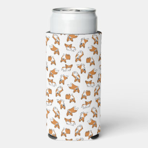 cute cartoon pet dog corgis pattern seltzer can cooler