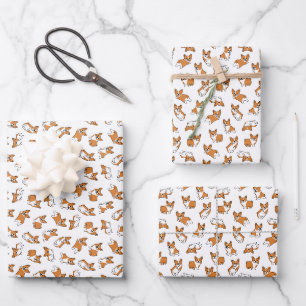cute cartoon pet dog corgis pattern wrapping paper sheet