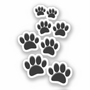 Cute Cartoon Pet Paw Trail Black