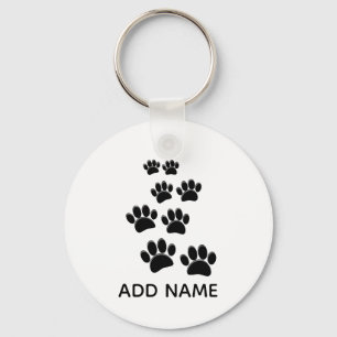 Cute Cartoon Pet Paw Trail Blck Key Ring