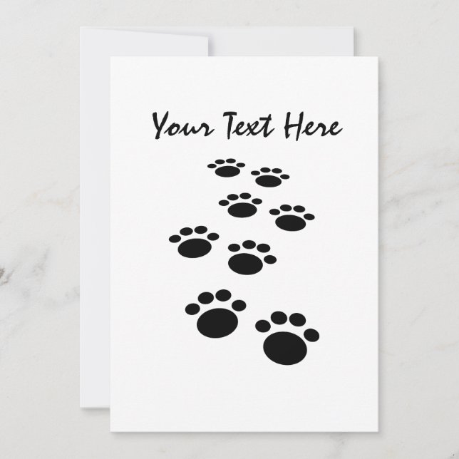 Cute Cartoon Pet Paw Trail Invitation (Front)