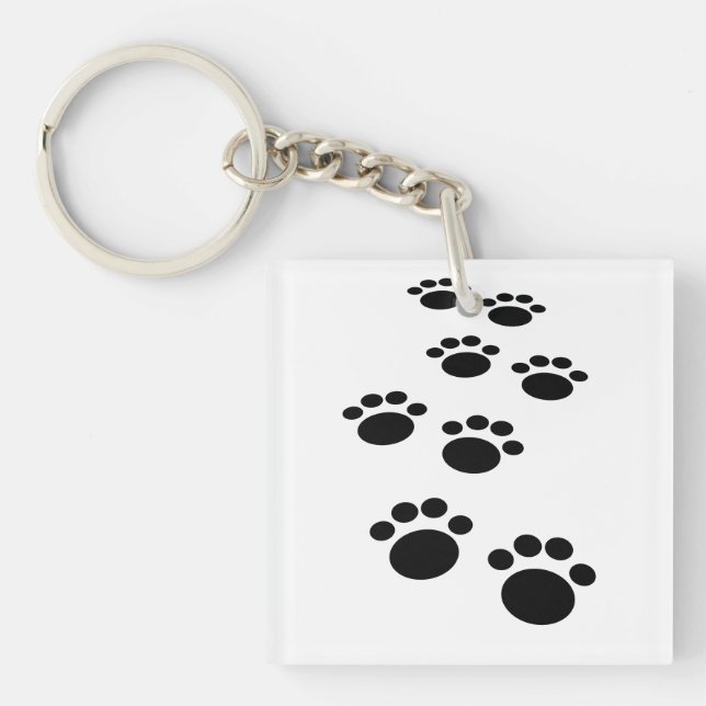 Cute Cartoon Pet Paw Trail Keychain (Front)