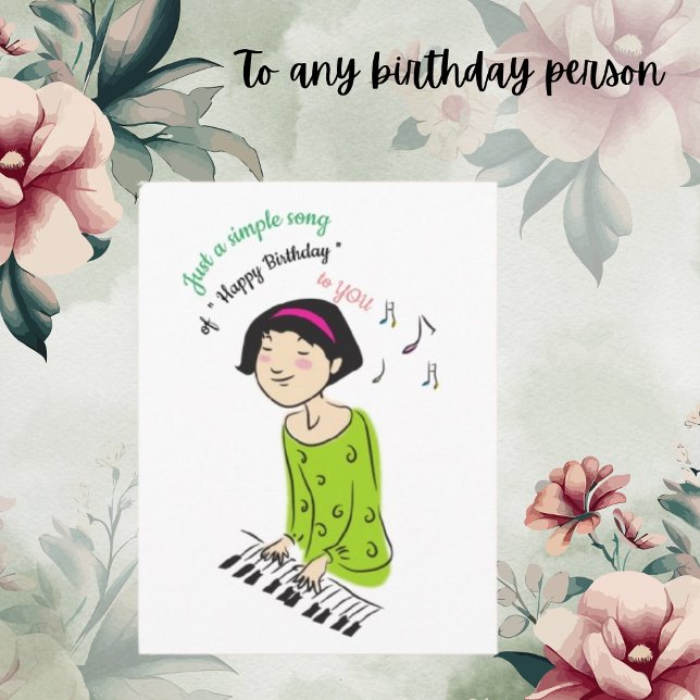 Cute Cartoon Photo Girl Singing Birthday Song  Postcard (Creator Uploaded)