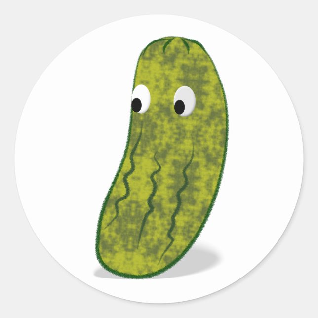 Cute Cartoon Pickle Drawing Classic Round Sticker (Front)