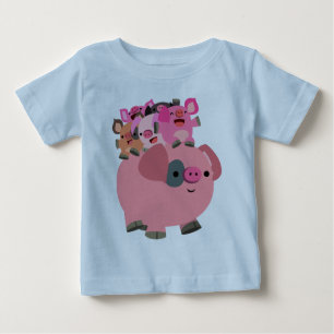 Cute Cartoon Pig Carrying Piglets Baby T-Shirt