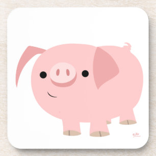 Cute Cartoon Pig Coaster Set