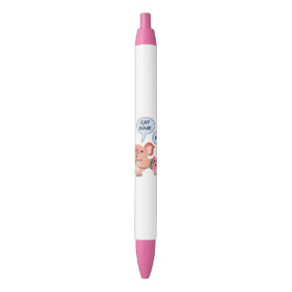 Cute Cartoon Pig Doctor and Patient Black Ink Pen