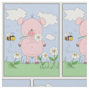 Cute Cartoon Pig Fabric